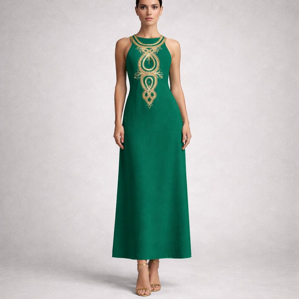 NWT Lilly Pulitzer Taylane Embroidered Maxi Dress Brazilian Green 0